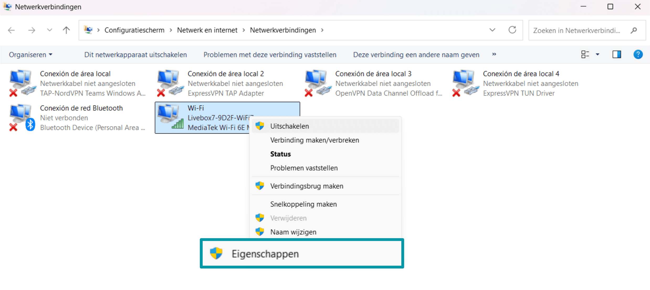 Click Properties Nl