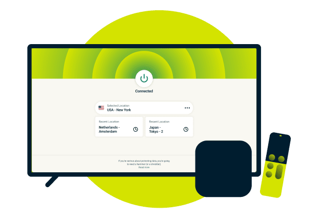 Masuk ke ExpressVPN Masuk ke aplikasi Apple TV VPN Anda dengan kredensial ExpressVPN Anda. Hubungkan ke server di lokasi yang Anda inginkan dan lan...