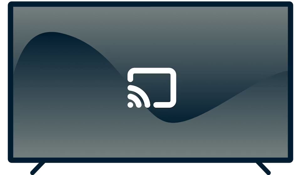 Bir TV ekranında Chromecast logosu.