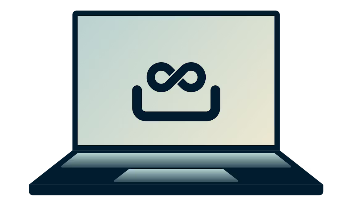 Uzyskaj dostęp do cenzurowanych stron internetowych za pomocą bezpiecznej aplikacji ExpressVPN. Laptop z pętlą nieskończoności na nim.